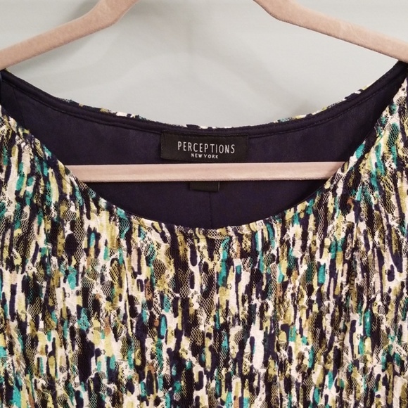 Perceptions Green, Cream, Black & Teal Dress in S - Picture 3 of 8